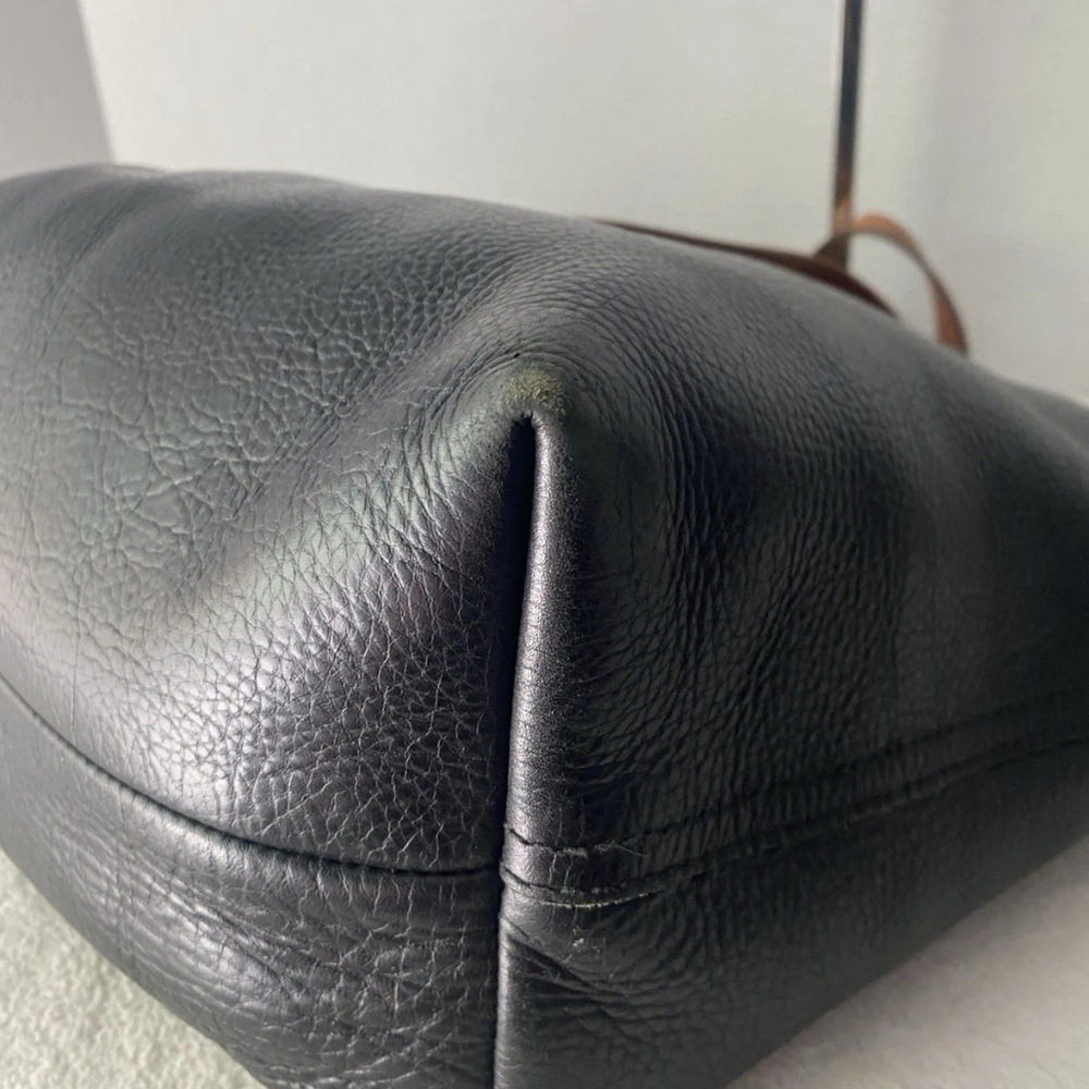 Madewell Transport Large Leather Tote Crossbody Shoulder Bag Black Tan - Picture 4 of 7